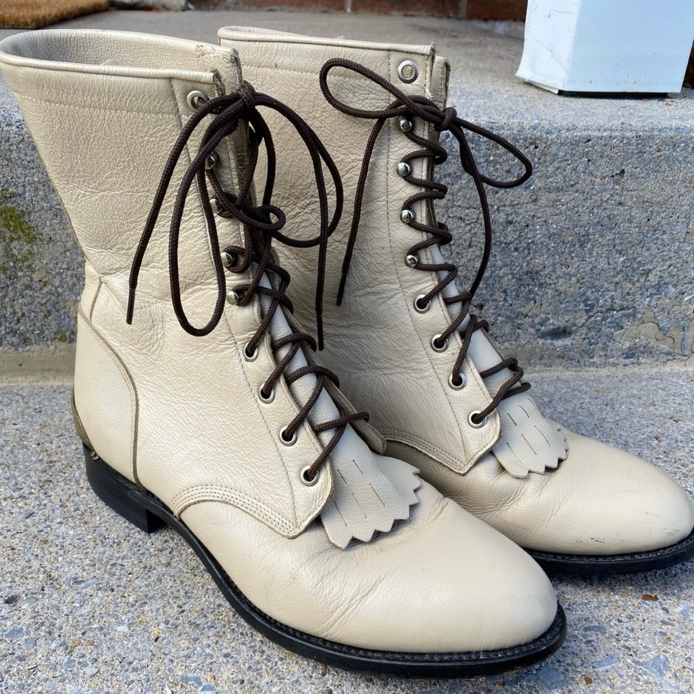Justin Kiltie Roper Lace Up Western Vintage Boots